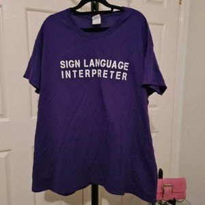 Gildan Ultra Cotton 3XL Purple Casual Summer T-Shirts with Sign Language Print